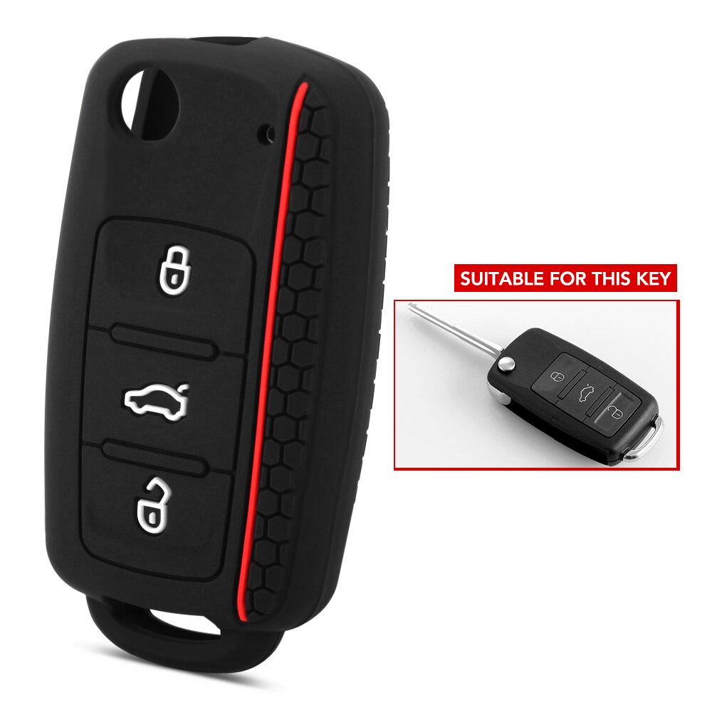Funda de silicona para llave de coche, carcasa de mando a distancia sin llave para VW, Golf, POLO, Bora, Seat Leon, Toledo, Altea, Ibiza, Skoda