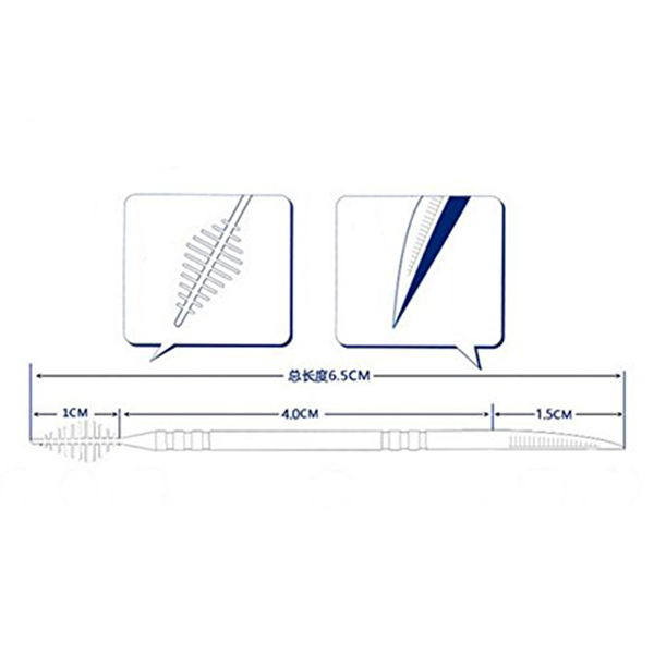 50 Pcs Plastic Toothpicks 2 Way Tooth Picks Interdental Brush Cleaners Portable Box Random Color
