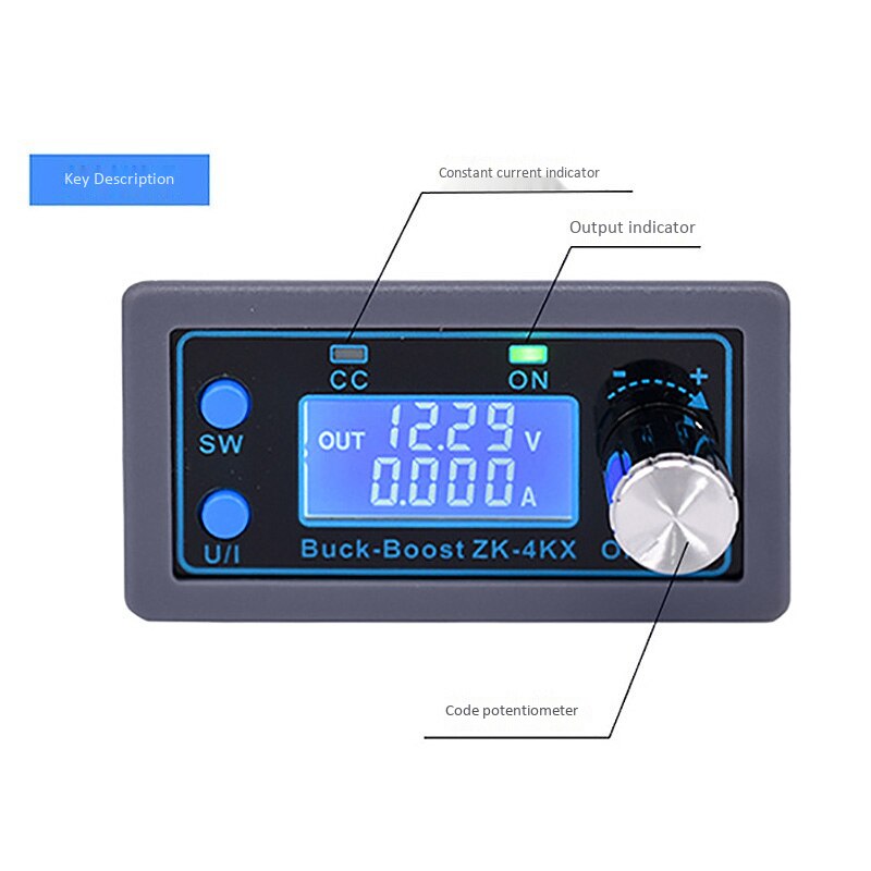 ZK-4KX Cnc Dc Dc Buck Boost Converter Cc Cv 0.5-30V 4A Power Module Verstelbare Gestabiliseerde Voeding voor Solar Batterij Opladen