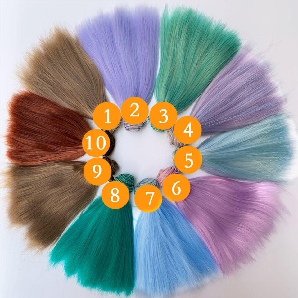 Pelo de muñeca de seda de leche de , pelo sintético largo y liso de 25CM para peluca BJD 1/3 1/4 1/6, accesorios para peluca de muñeca suave DIY: Azul cielo / M
