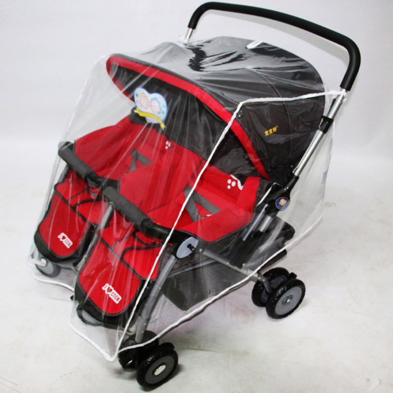 Baby Kinderwagen Regen Abdeckung für Zwillinge Klar Kinderwagen Regenmantel Wind Staub Schild