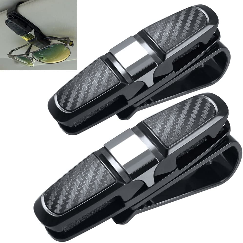 2 Stuks Auto Zonneklep Zonnebril Clip Auto Bril Houder Draagbare Ticket Card Klem ABS Brillen Case Auto Accessoires: GRIJS