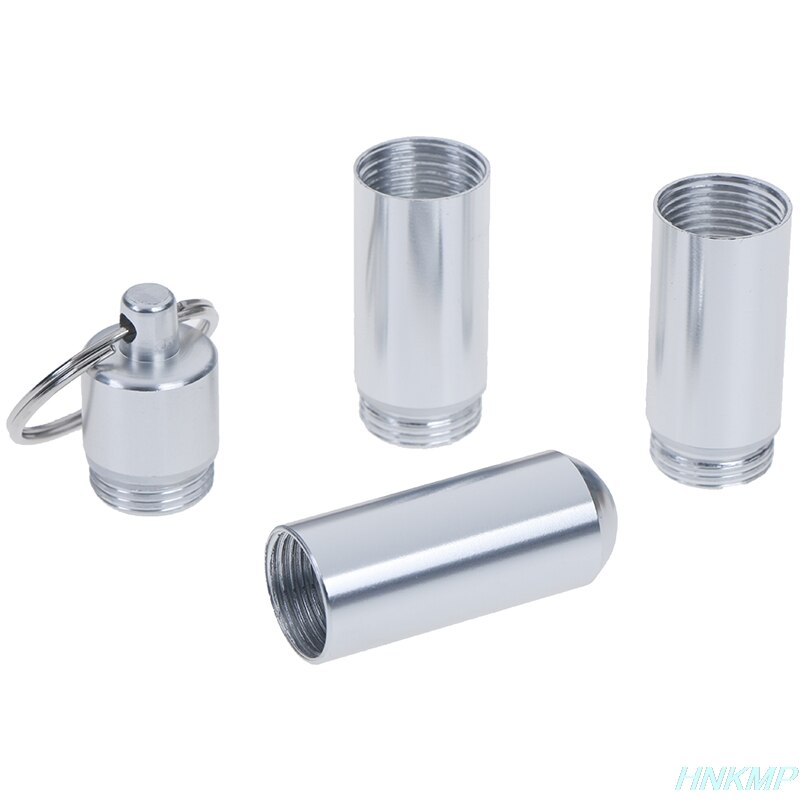 Outdoor Aluminum Pill Case Keychain Pocket Pill Holder Container Delicate Seal Medicine Organizer Box Waterproof Capsule Shape
