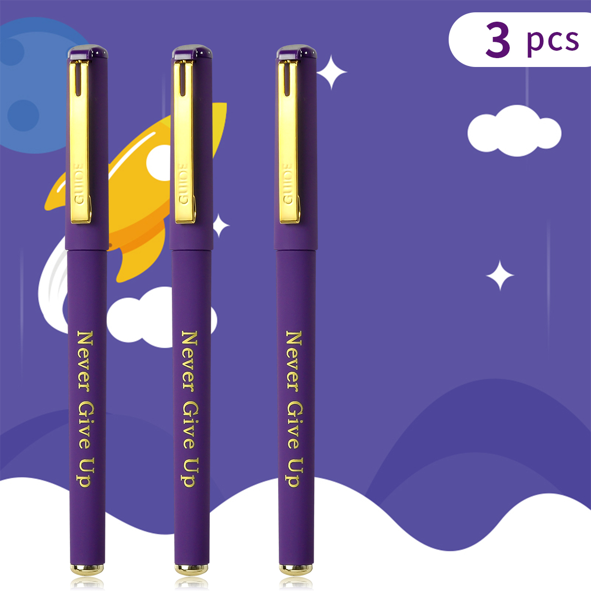 3/6pcs Purple Ink Gel Pens,, 0.7mm,for Writing, Large Capacity Refill, Office Supplies Back To Sochool: Bronze