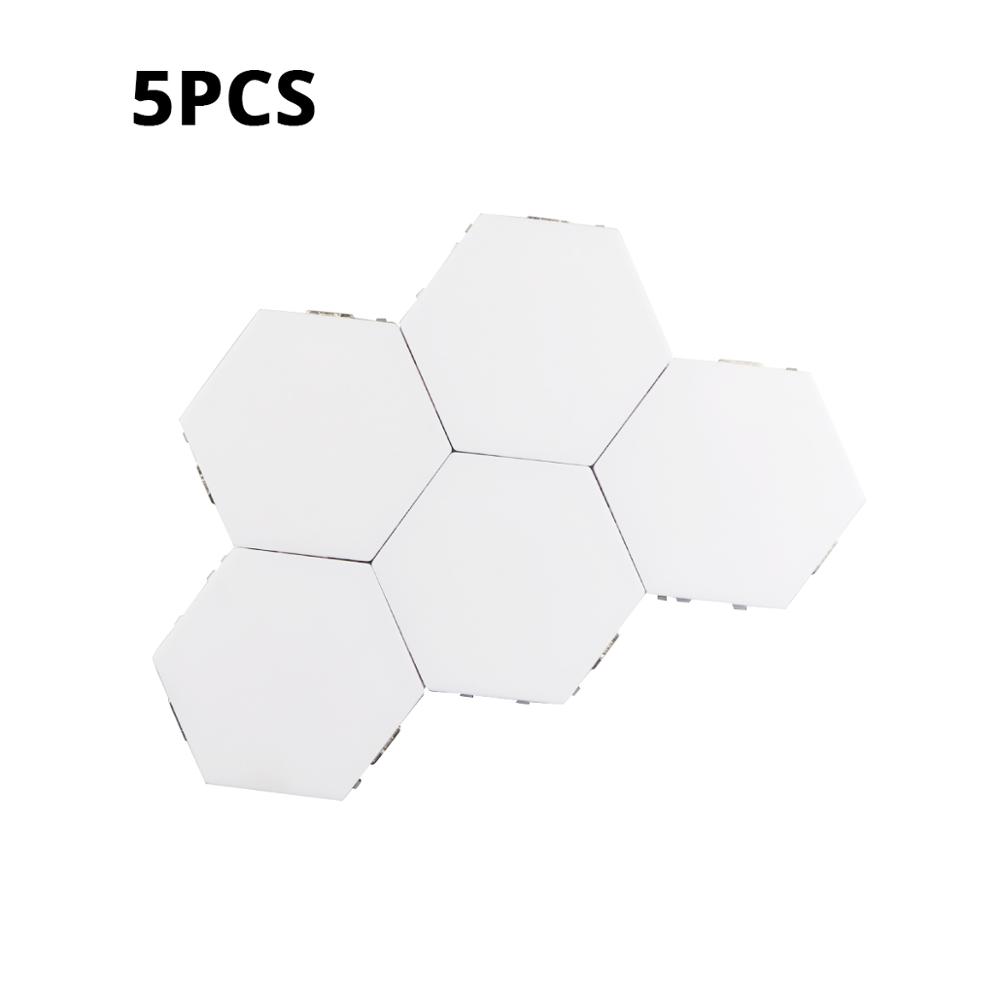 Magnetic Hexagons Modular Touch Sensitive sensor Light DIY Wall Decoration painel led Quantum lamp LED Panel Light: 5pcs / With EU Plug Adapter