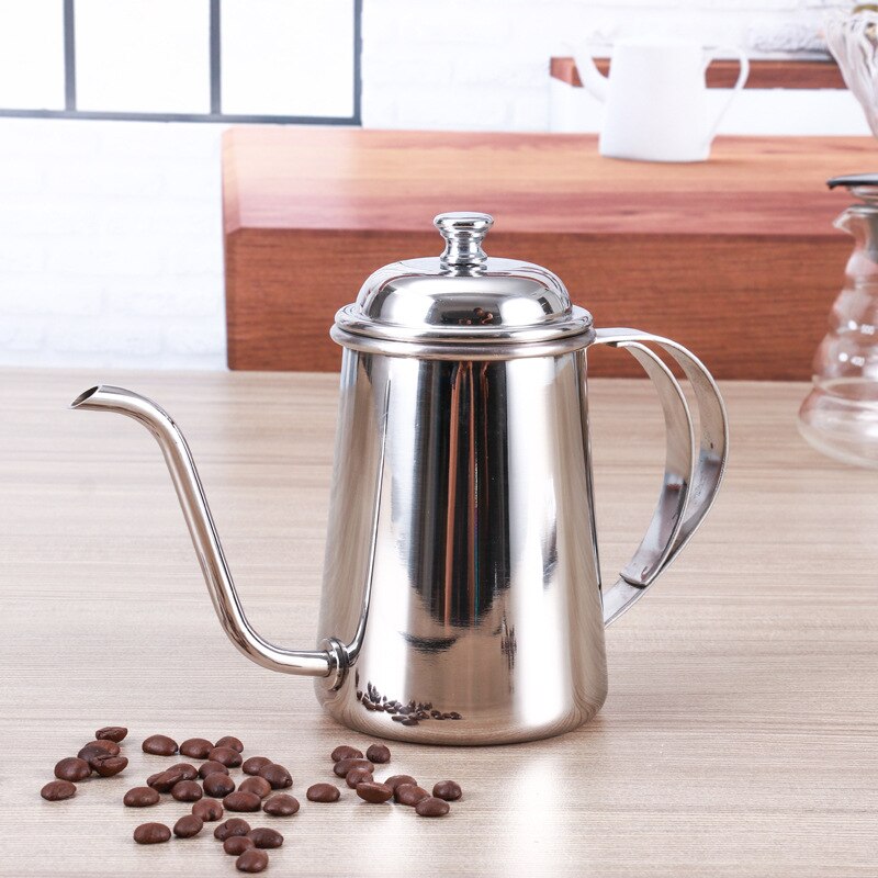 Roestvrij Staal Koffie Pot 650Ml Lange Mond Zwanenhals Uitloop Waterkokers Drip Pot Koffie Makers Werpers Theepot Koffiekan Voor Barista