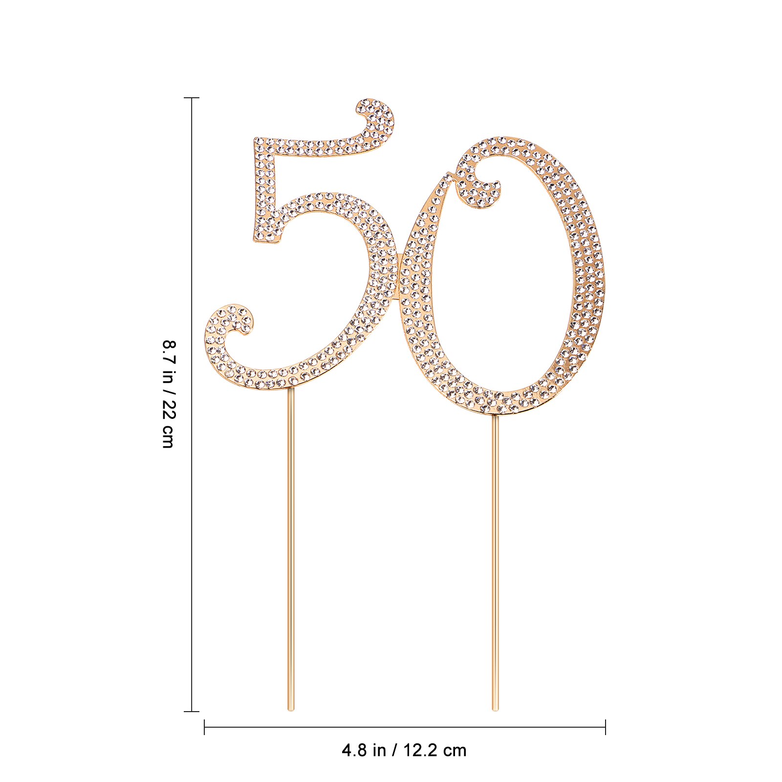 STOBOK 50 Cake Topper Bling Rhinestone 50th Birthday Party Cake Decoration for 50th Birthday Anniversary Party