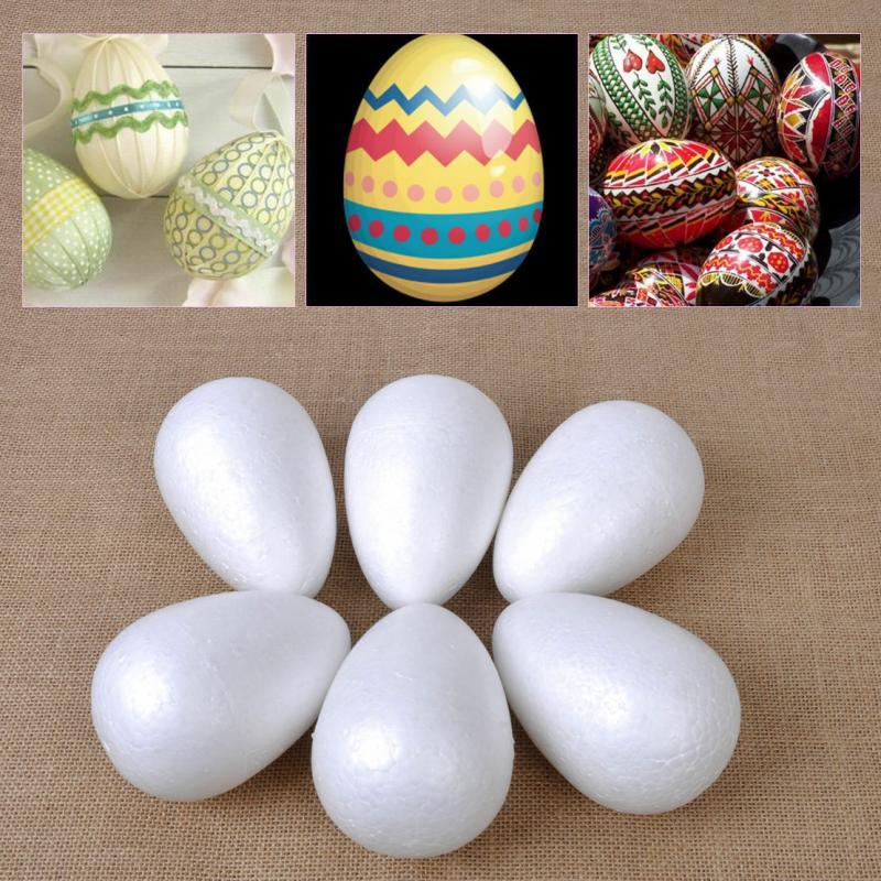 6PCS 12CM White Foam Eggs Solid Modelling Polystyrene Styrofoam Foam Ball Eggs Shape DIY Christmas Decorations Kids
