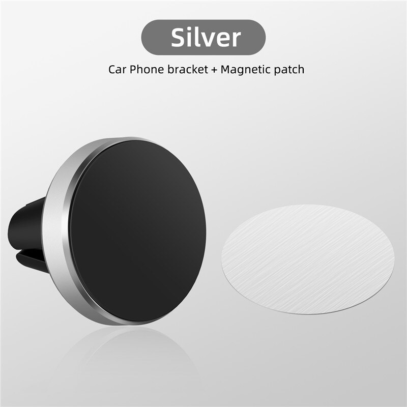 Magnetische Auto Telefoon Houder Air Vent Outlet 360 Graden Rotatie Mount Magneet Telefoon Mobiele Stand Gps Telefoon Beugel Voor Iphone: Silver