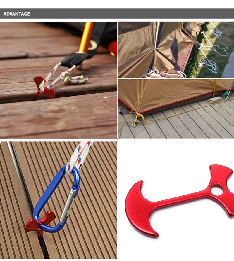 Deck Fishbone Nail Tent Stakes Hooks Deck Fixing Buckle Aluminum Alloy Outdoor Party Camping Wind Rope Anchor Holder Camping