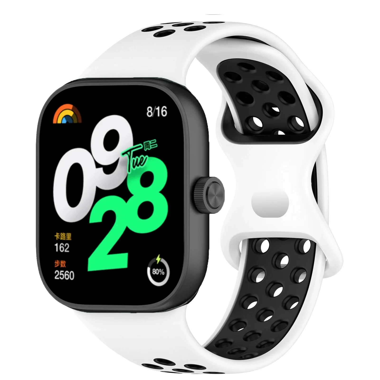 Offizielles Silikonarmband für Redmi Uhr 4 5 Bandzubehör Ersatz atmungsaktives Armbinde Armbinde Xiaomi Band 8 9 Profi Gürtel: Grün Blau / 14mm