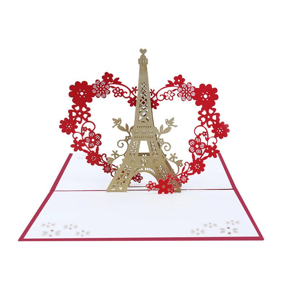 3D Pop Up Tower Flower Paper Greeting Cards Postcard Festival Birthday 3D Pop Up Tower Flower Pattern Handmade Greeting Car
