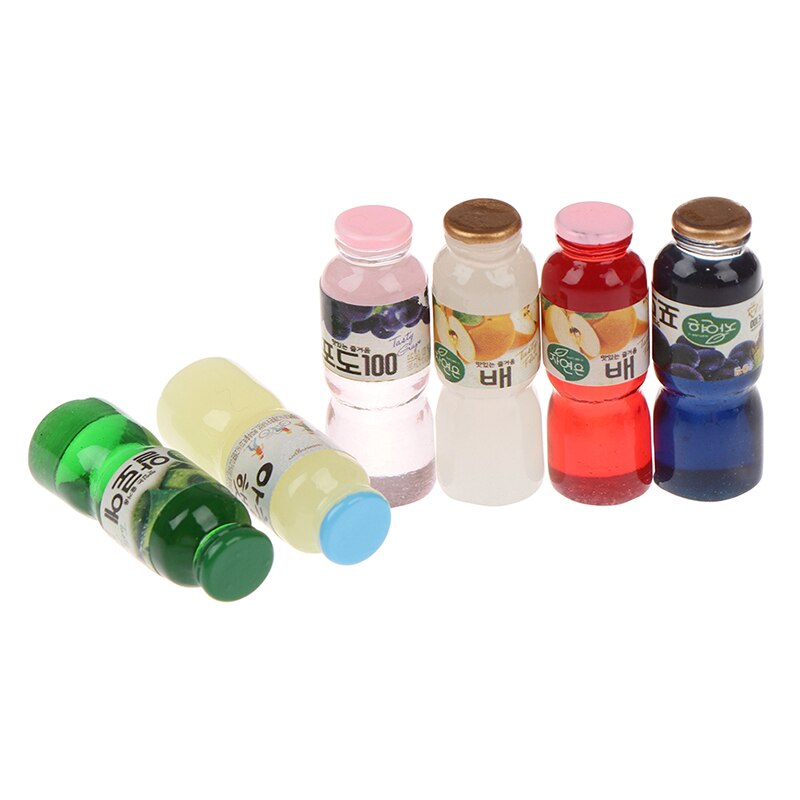 5Pcs Simulatie Voedsel Decoratie Hars Drinken Sap Fles Miniatuur Model Speelgoed Miniatuur Model Speelgoed Drink Fles Mini Voedsel Speelgoed