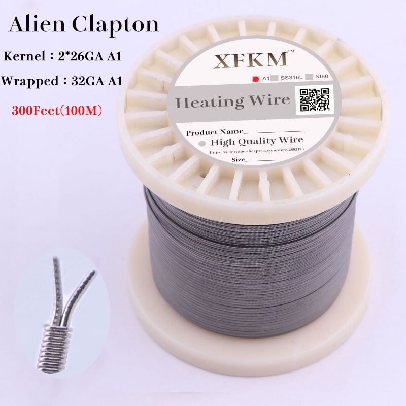 XFKM 300Feet(100M)/roll Alien Clapton Tiger Fused Wire heating wire for RDA RBA Rebuildable Atomizer Vaporizer coils: 2 26 alien 100m