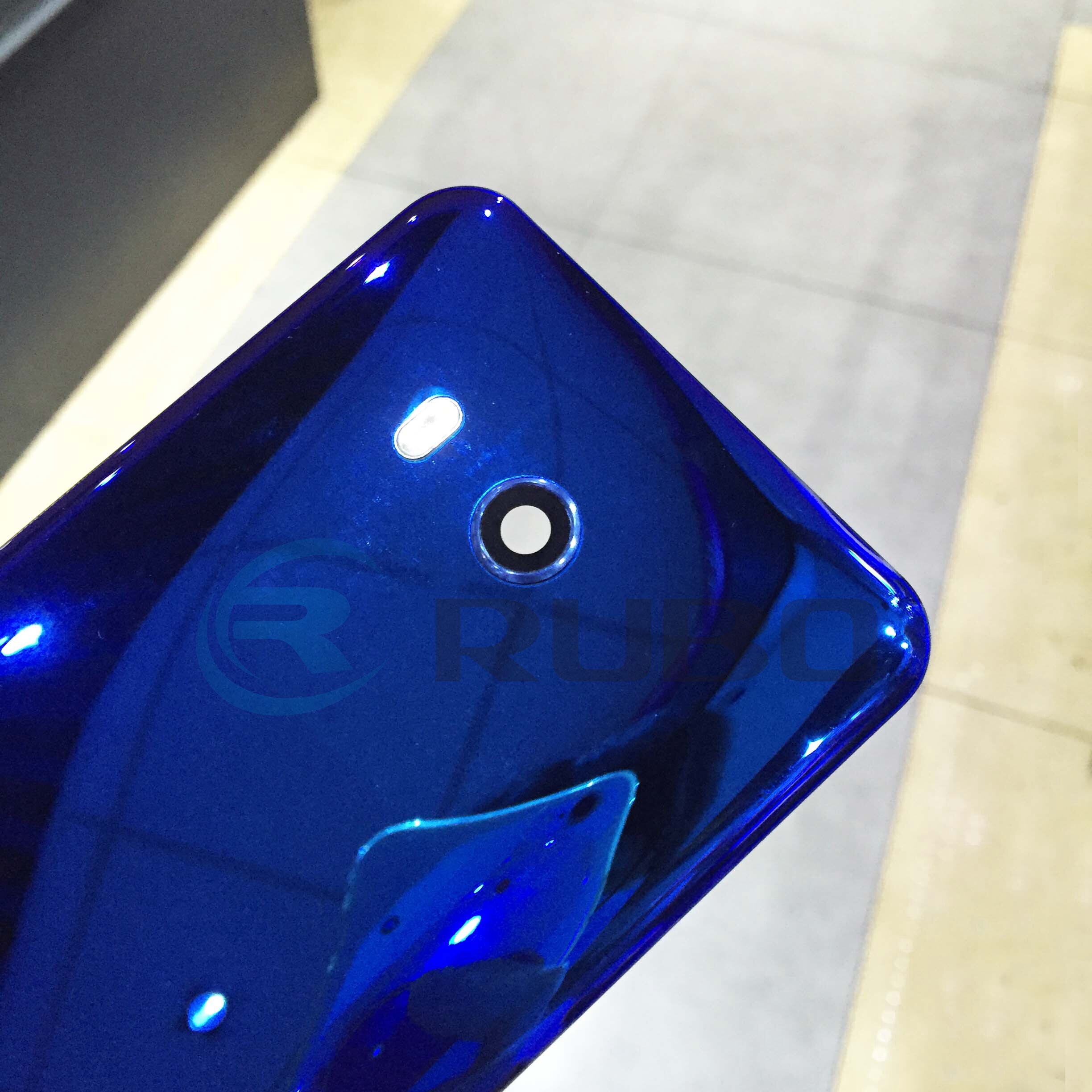 Para htc u11 bateria capa traseira do painel de vidro porta habitação caso com adesivo adesivo para htc U-3W u11 volta cobrir