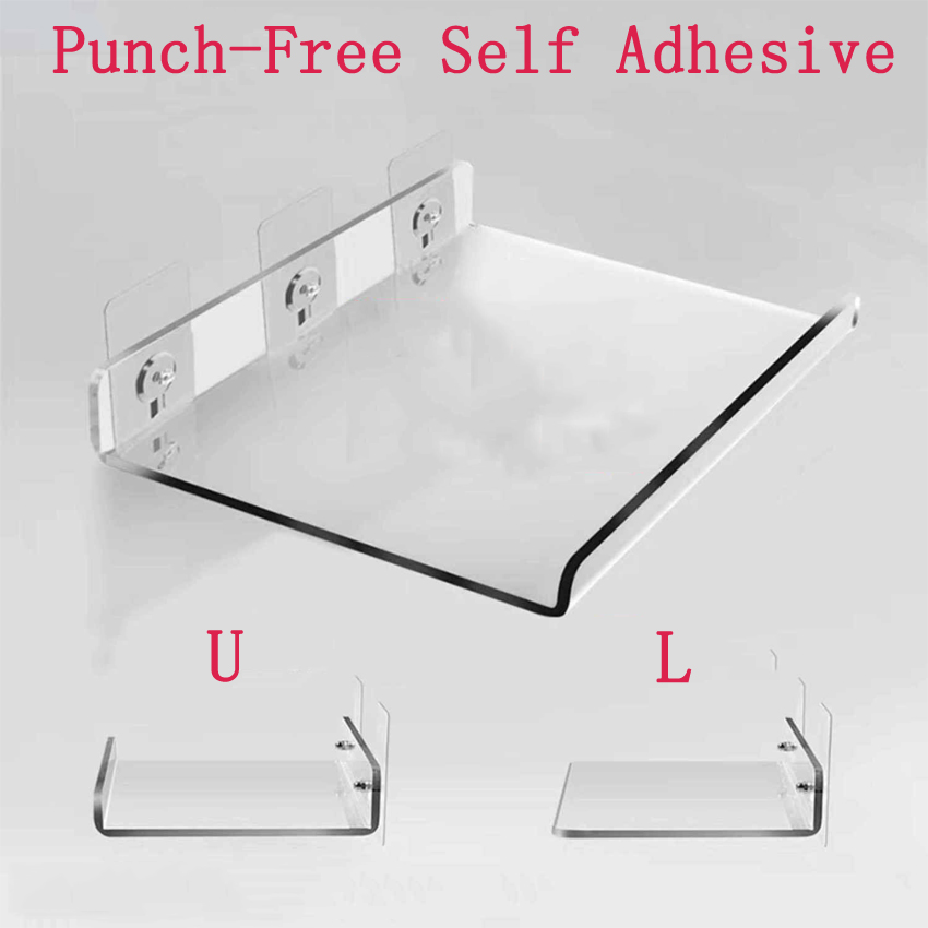 Estante de almacenamiento acrílico transparente, estantes montados en la pared para sala de estar, estante de exhibición para registros, accesorios de baño, estante flotante