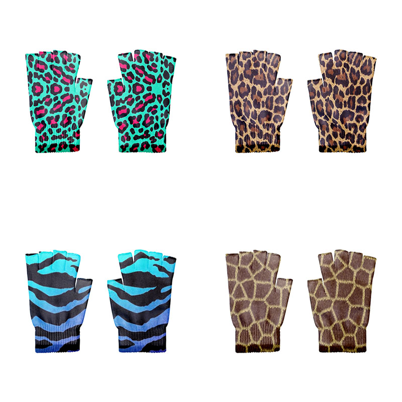 Guanti leopardati da uomo e da donna guanti senza dita Touch Screen mezze dita con guanto elasticizzato guanti da lavoro Unisex