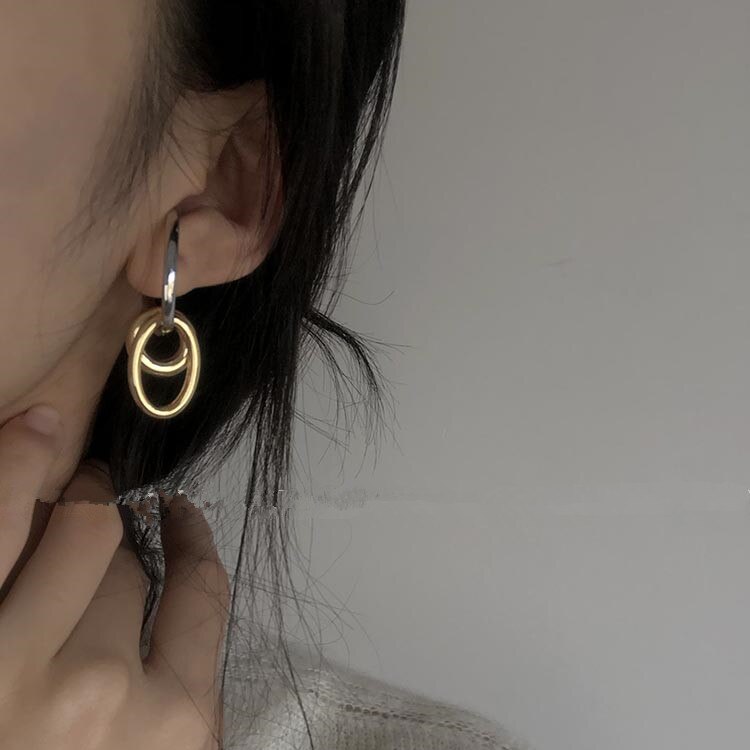 AOMU-pendientes de Metal con formas geométricas para mujer, aretes, Piercings, Color ovalados, redondos, Vintage,