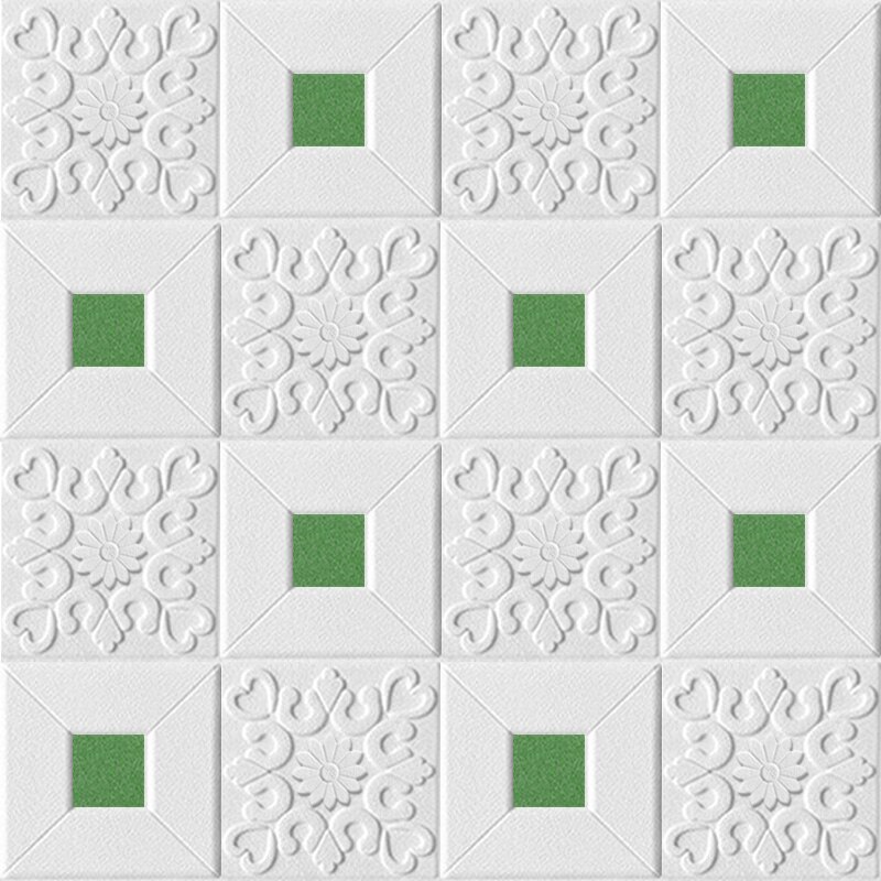 3D Stereo Wall Stickers Self-adhesive Ceiling Decorative Panels Roof Foam Wallpaper Living Room Home Decor Bedroom TV Background: Green / 70X70cmX1pc