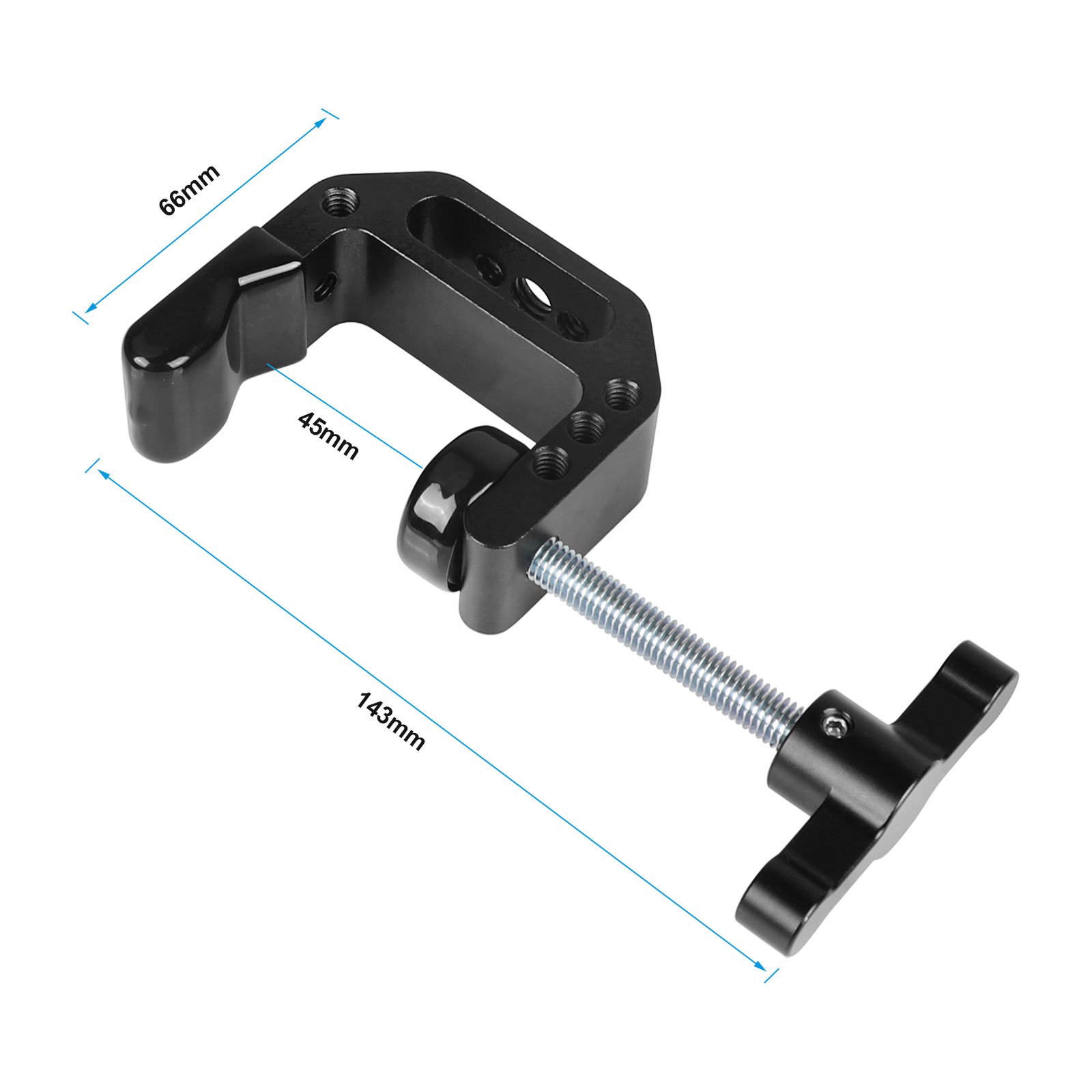 Kayulin T-Griff-C-Klemme, universelle C-Klemme, Aluminium-Stützklemme, Tischhalterung, Ständer mit 1/4 Zoll und 3/8 Zoll Gewinde, Schwarz