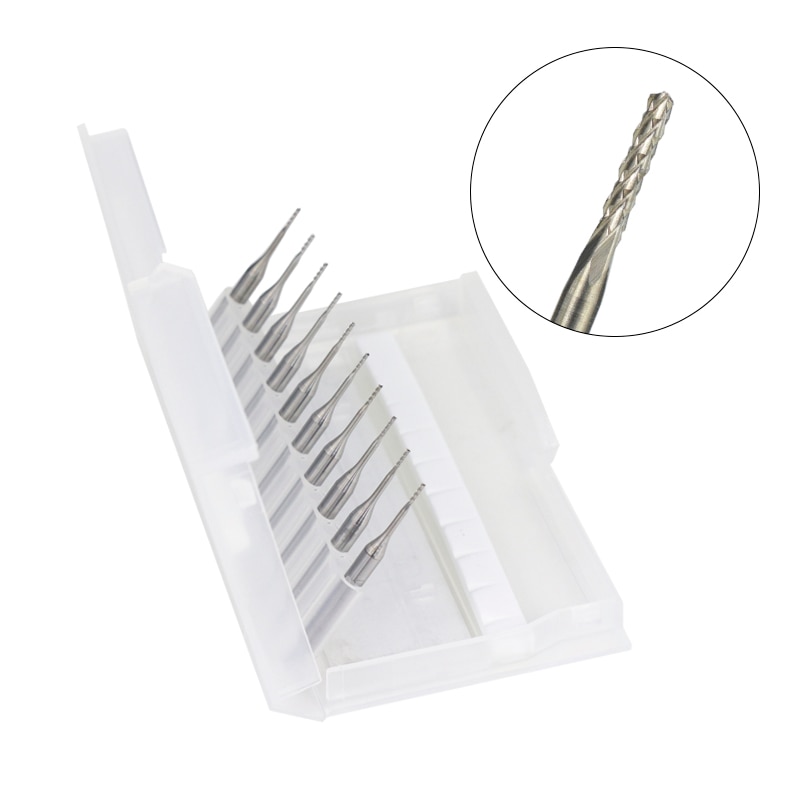Ensemble de fin de fraise pour Machine PCB, 0.5-0.7mm, 10 pièces, CNC embouts de routeur en carbure, fraise PCB