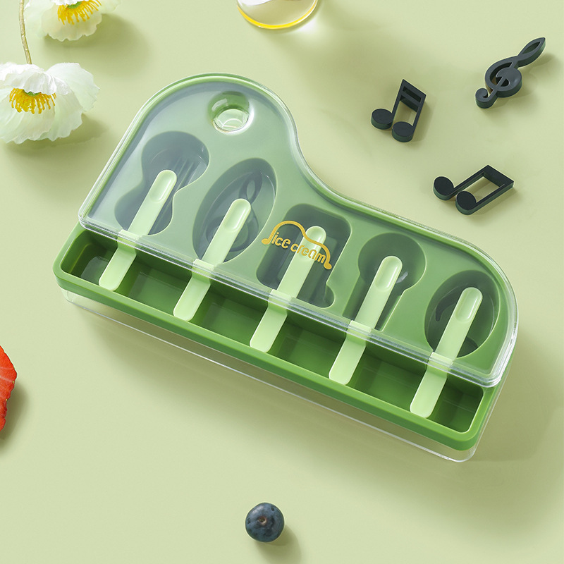 1Pc Piano-Shaped Ice Cream Mold - Diy Homemade Sorbet & Treats, Easy-Release Plastic Popsicle Maker For Parties And Use: green