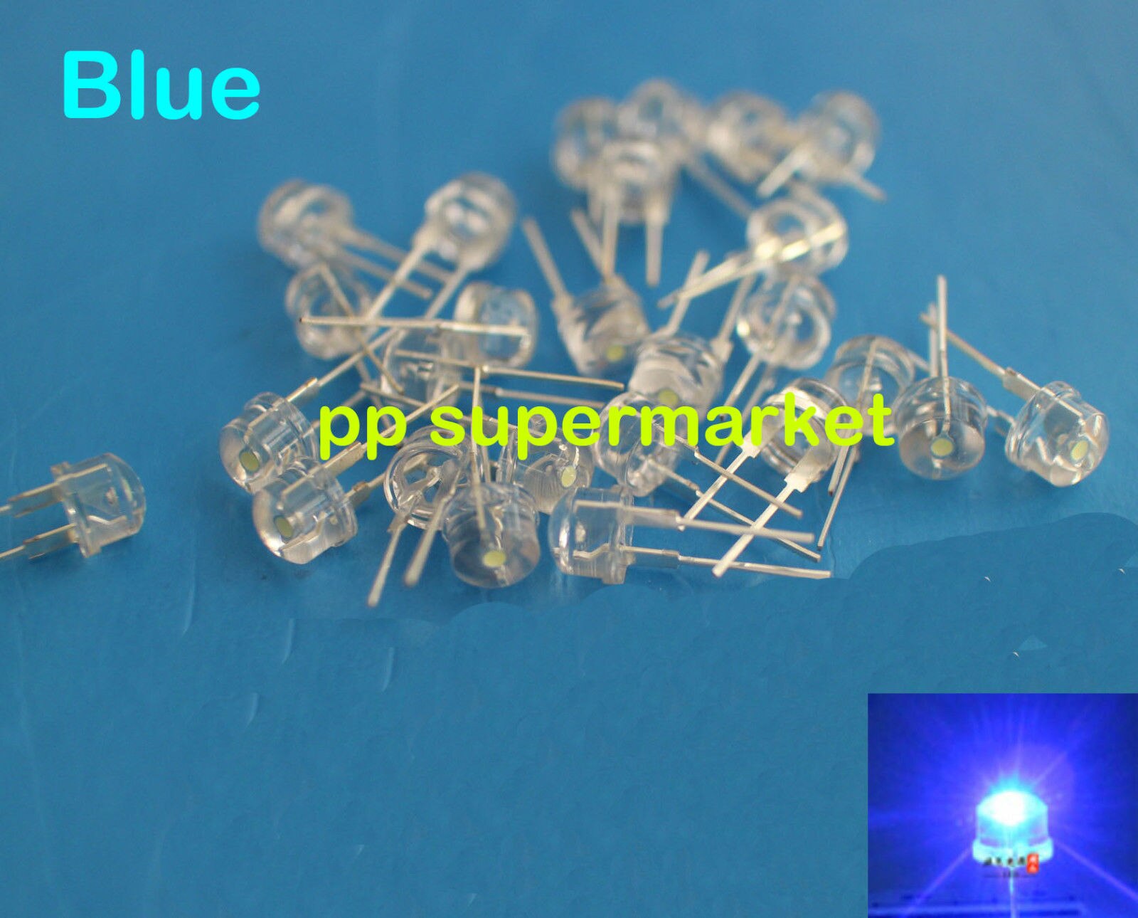 100 STKS DIP LED 8mm Blauw 460nm 0.5 Watt Groothoek Heldere High Power LEDs 0.5 w