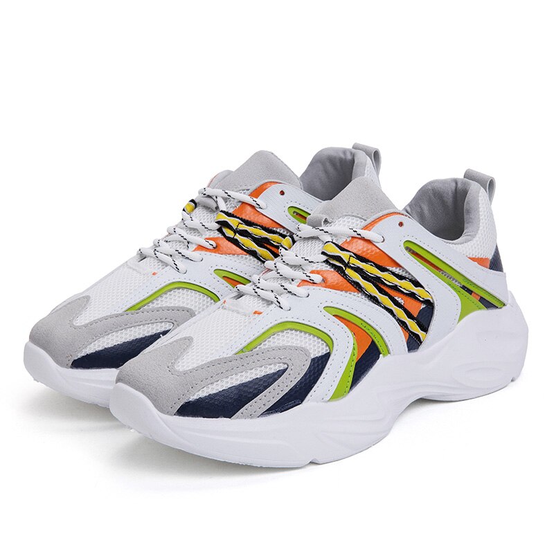 Vintage håndlavede sko sneakers til mænd fritidssko åndbare letvægts mænd sko forår efterår skridsikker populær: Lysegrøn / 8.5