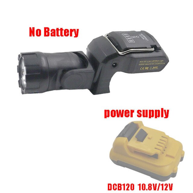 Werk Lamp Voor Makita Voor Dewalt Zaklamp DCL510 10.8V 12V Li-Ion Batterij Led Cordless Werk Licht Draagbare spotlight: for Dewalt black