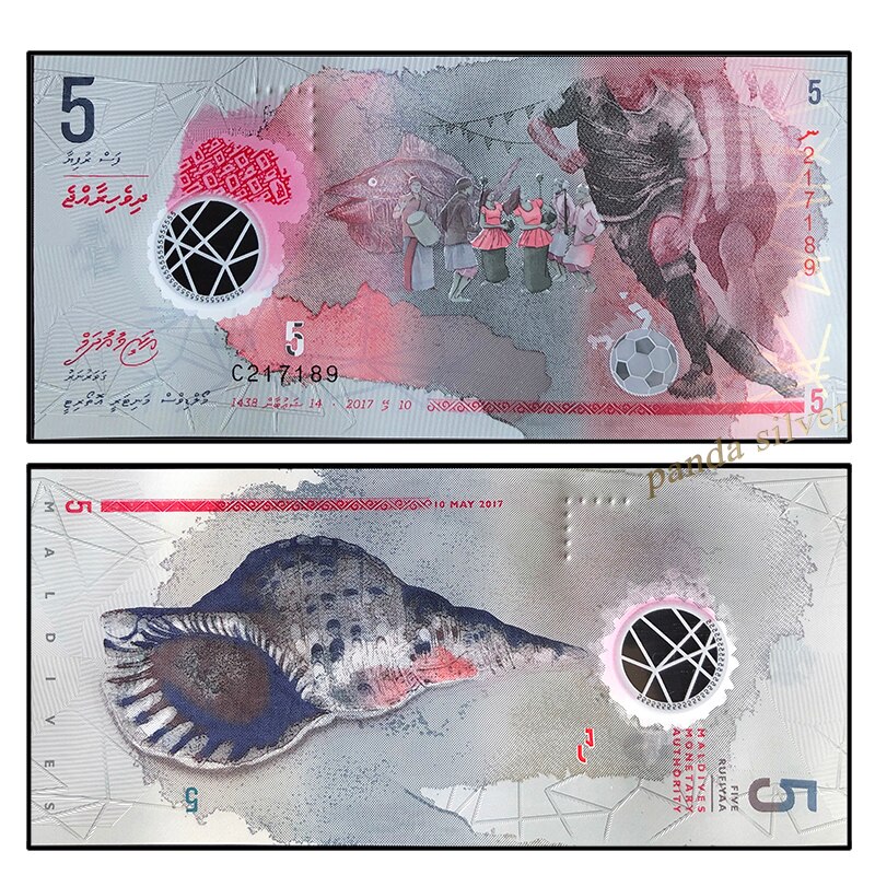 11 PCS Polymer Notes Uit Verschillende Landen Lot Set, UNC Originele Polymeer Note: Maldives