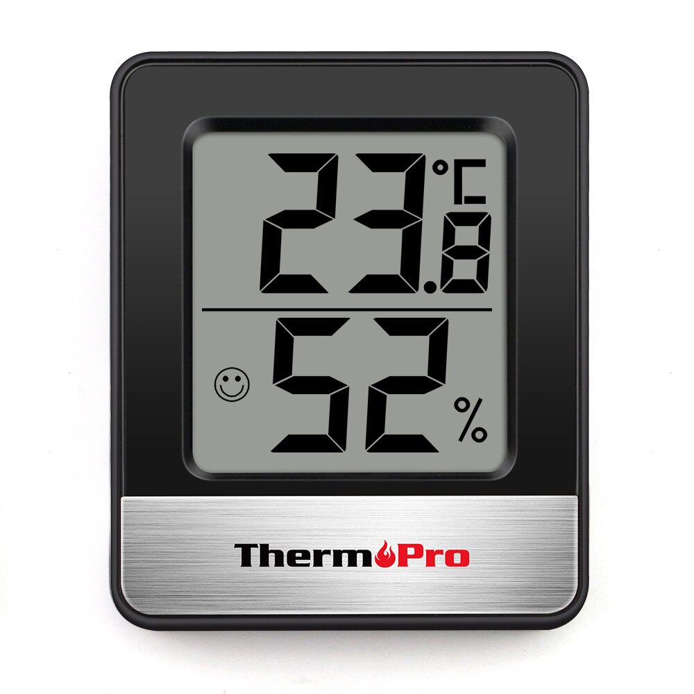 ThermoPro TP49 Digital Thermometer Hygrometer Indoor Weather Station For Home Mini Room Thermometer Temperature Humidity Monitor: Black