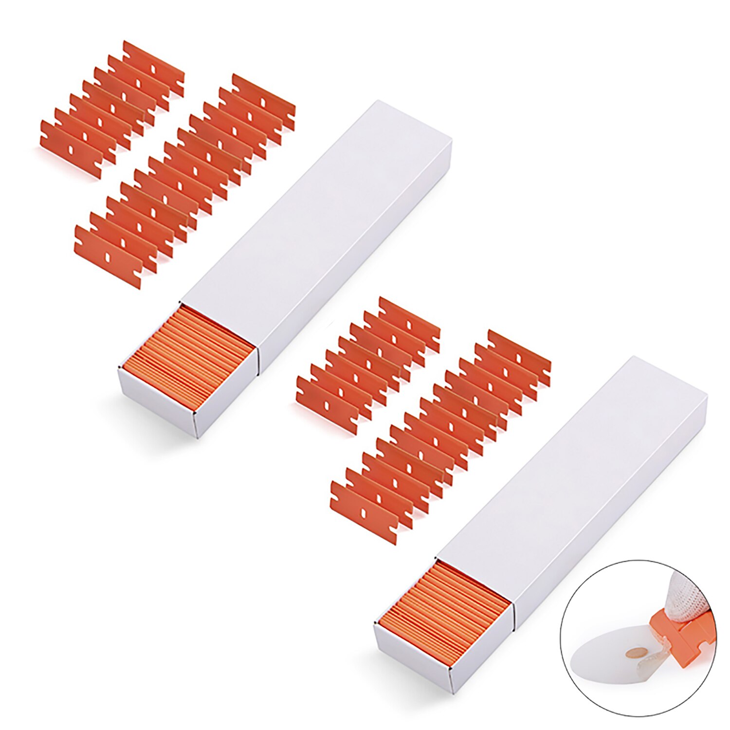 EHDIS 200 pièces vinyle raclette de rechange en plastique lame de rasoir carbone Film emballage grattoir voiture outil fenêtre verre eau essuyer teinte nettoyant: 2 Orange