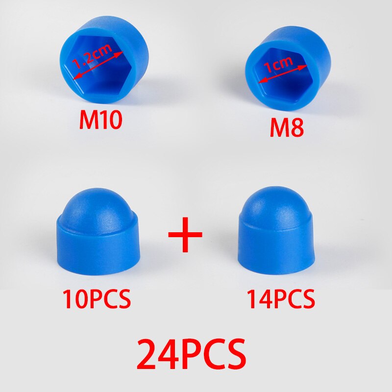 M8 M10 Plastic Metric Dome Bolts Nuts Head Protection Caps for Geely Emgrand X7 EC7 Atlas Boyue CK2 GC6 Parts LC Accessories: 24pcs blue