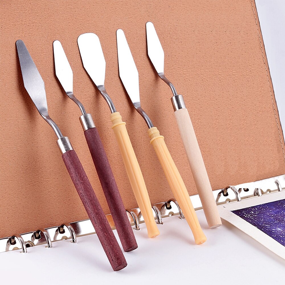 7Pcs/Set Stainless Steel Oil Painting Knives Artist Crafts Spatula Palette Knife Oil Painting Mixing Knife Scraper Art Tools