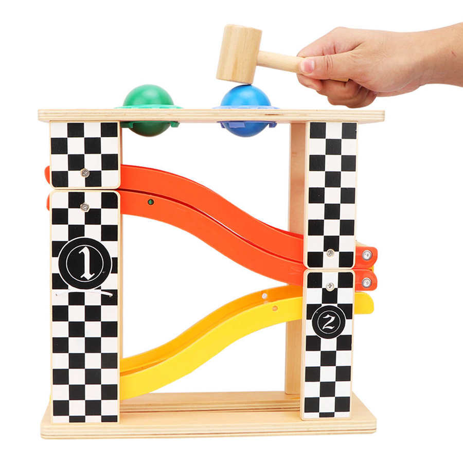 planner Timetable Two-in-one Rail Car Children Wooden Glider Track Slide Rail Car Sliding Glider Educational Toys Organizer