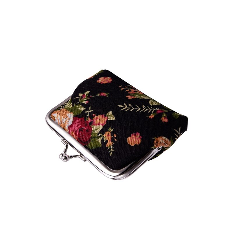 Canvas Hasp Purse Key Coin Wallet Bag(black)