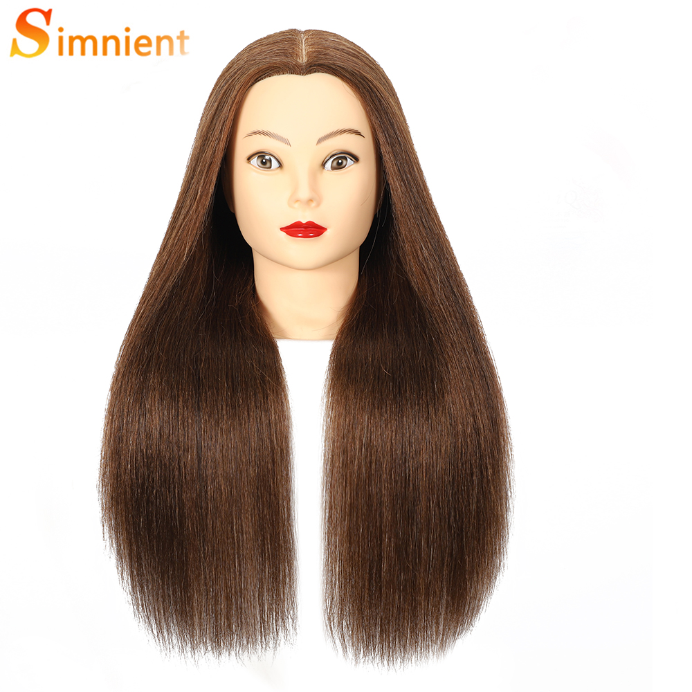Human Hair Doll Head For Hairstyle Training Head Kit Mannequin Head Styling To Practice Curl Iron: Gold