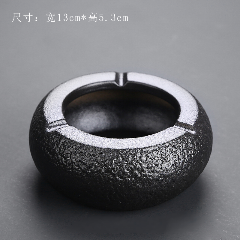 Cenicero de cerámica con tapa para el hogar, Cenicero de Estilo Vintage para sala de estar, mesa de té, suministros de decoración de oficina: Azul marino