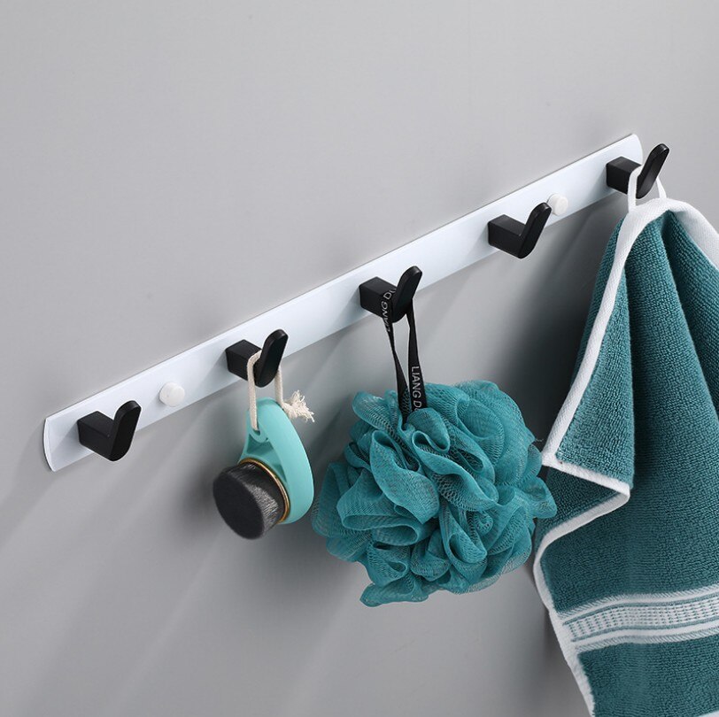 Black White Robe Hook Bathroom Towel Hooks Towels Bag Hat Hook Wall Mounted Clothes Coat Hook Wall Hanger Bathroom Hardware