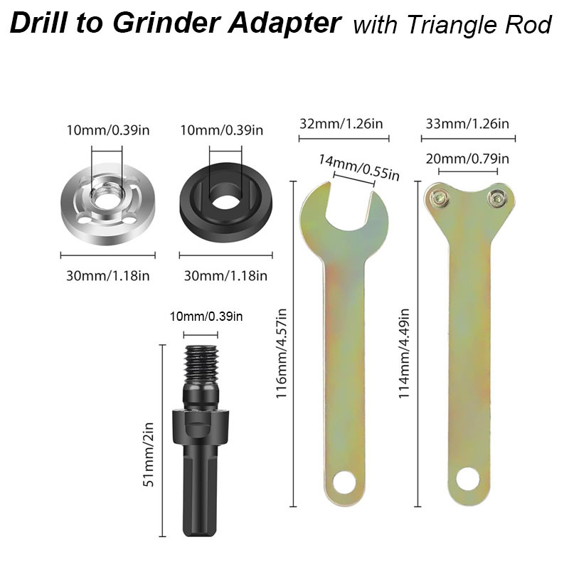 Angle Grinder Adapter For Electric Power Drill Converter Attachment Flange Nut Parts Set Connect Rod Disc Wheel Arbor Mandrel: black