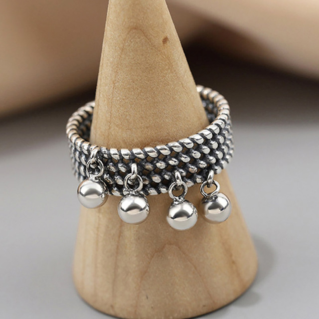 Foxanry Vintage Punk couleur argent anneaux à la perles pendentif gland géométrique fête bijoux pour les femmes: Default Title