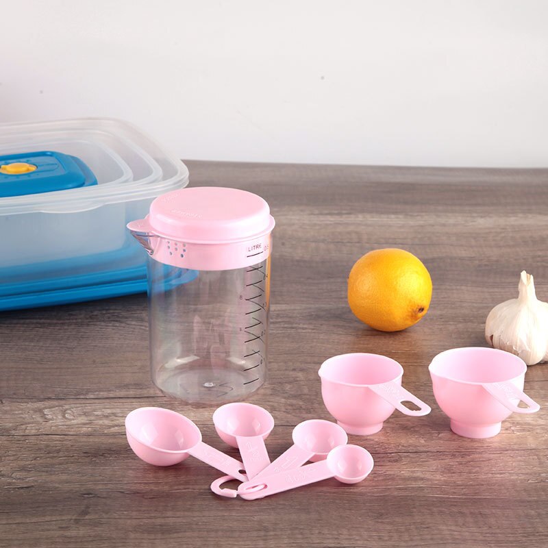 7 unids/set de plástico tazas de medir de medición cucharas utensilios medidores de cocina té y café en cucharas de cocina conjunto de herramientas para hornear