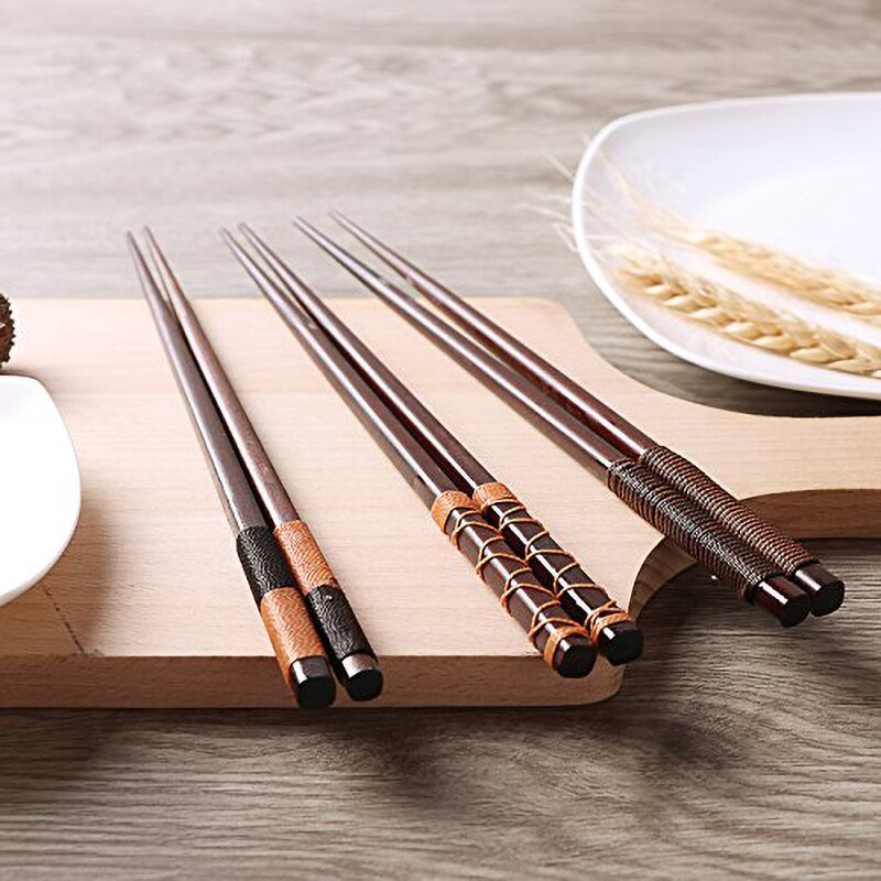 Palillos japoneses de bambú para el hogar, caja de , juego de vajilla portátil, 5 pares,