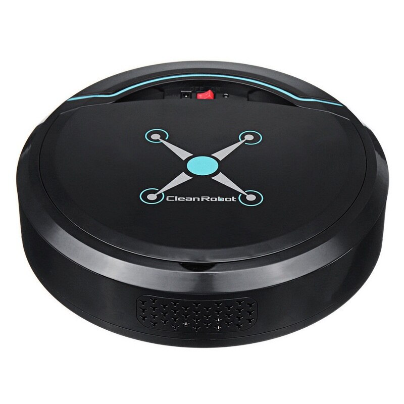 Robot aspirador inteligente, máquina de fregona eléctrica recargable para suelo, para aspiradoras de empuje eléctrico para el hogar: Negro