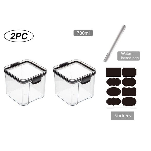 Kitchen Food Container Storage Box Food preservation box Pantry Organizer Breadbasket Fridge Storage Kitchen Organizer Supplies: 2pcs 700ml