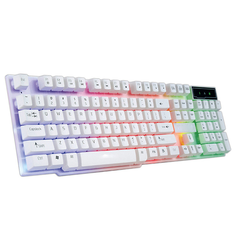 VOBERRY Ergonomics Of Color Crack LED Backlight USB Cable PC Rainbow Game Keyboard 104 Full-Size Keyboard