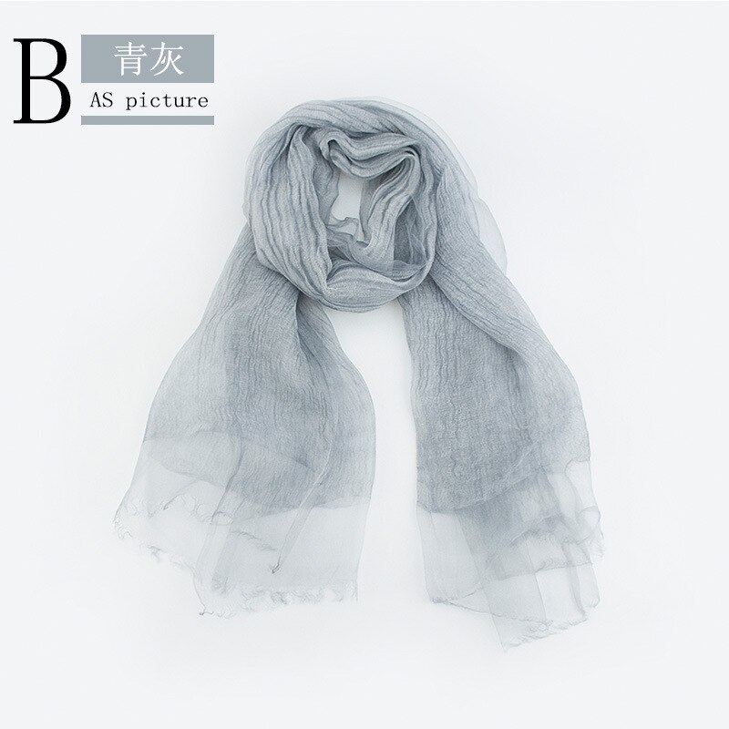 Luxe Solid Real 100% Zijde Zomer Rimpel Sjaal Vrouwen Shawl Lange Soft Wrap: 7