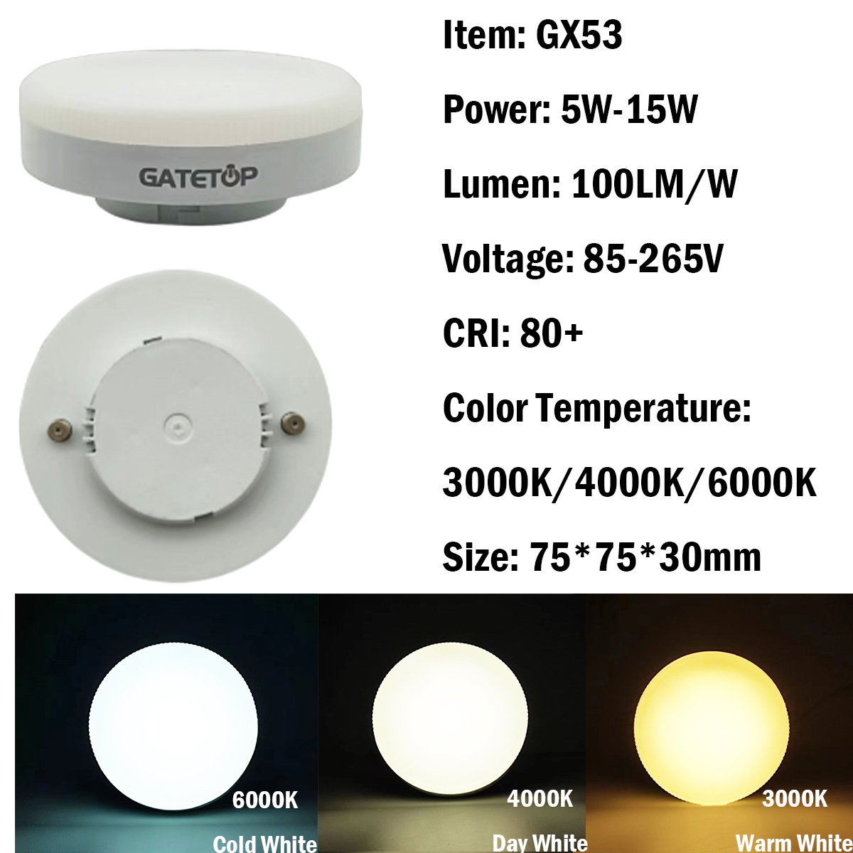 5-20 piezas foco LED GX53 luz de rejilla de armario AC85-265V 5W/7W/9W/12W/15W 120 grados sin parpadeo alto Lumen para interiores
