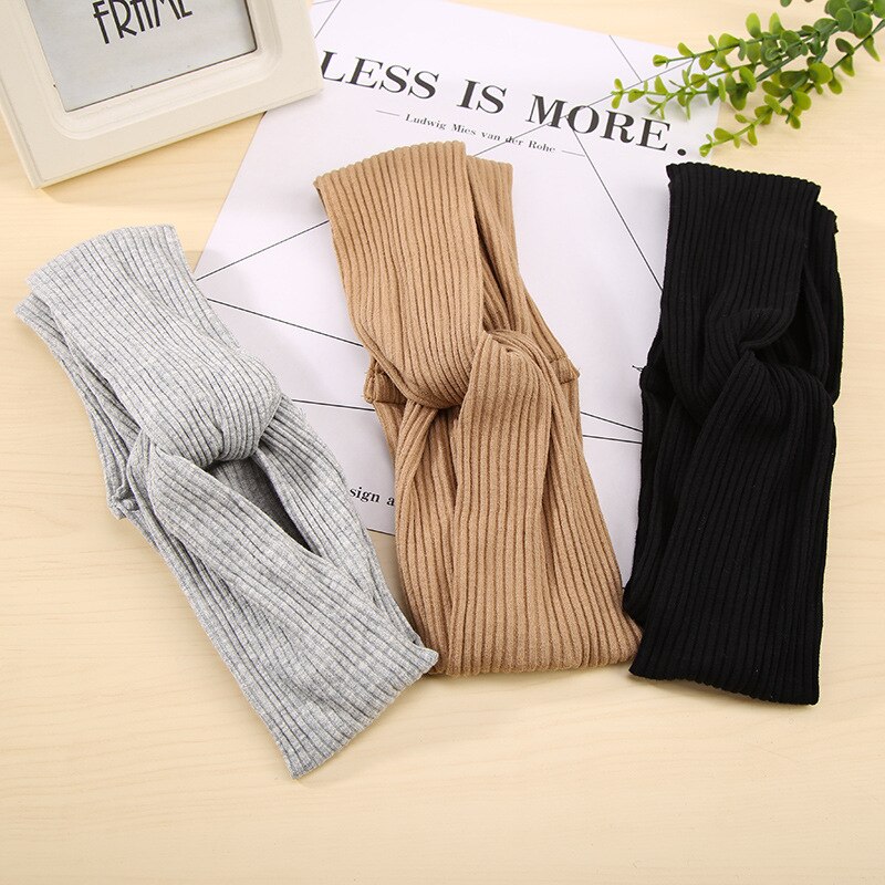 Bohemian Meisjes Haarband Haaraccessoires Cross Top Knoop Elastische Hoofdbanden Voor Vrouw Zachte Effen Kleur Twisted Geknoopt Hoofdband