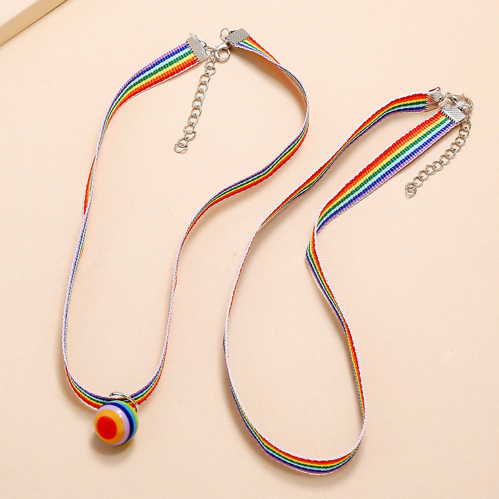 Yobest Men Women Gay Pride Rainbow Choker Necklace Gay And Pride Lace Chocker Color Ribbon Collar Punk Jewelry Party